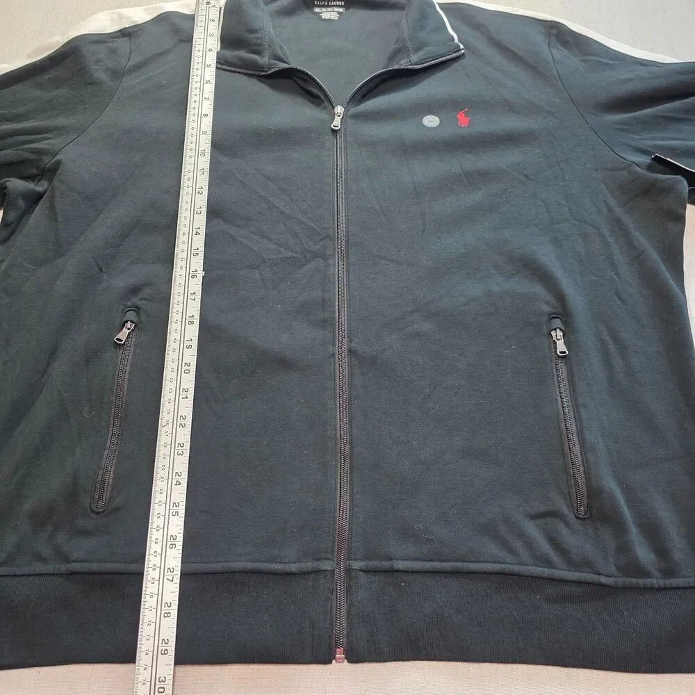 Polo Ralph Lauren Men's XXL Cotton Interlock Track Jacket Black White NWT